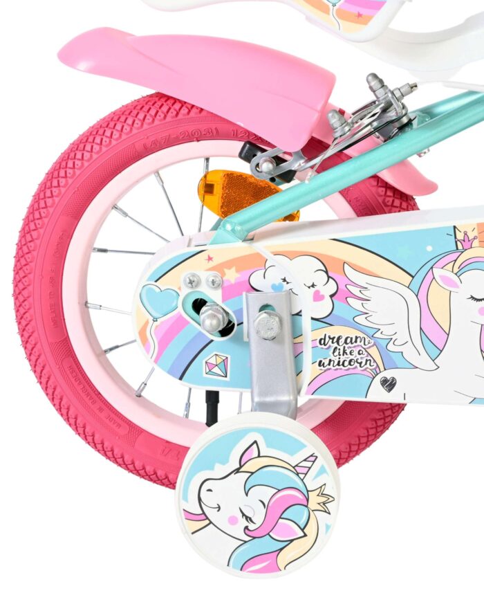 Volare Unicorn Kinderfiets - Meisjes - 12 inch - Groen - Twee handremmen - Afbeelding 2