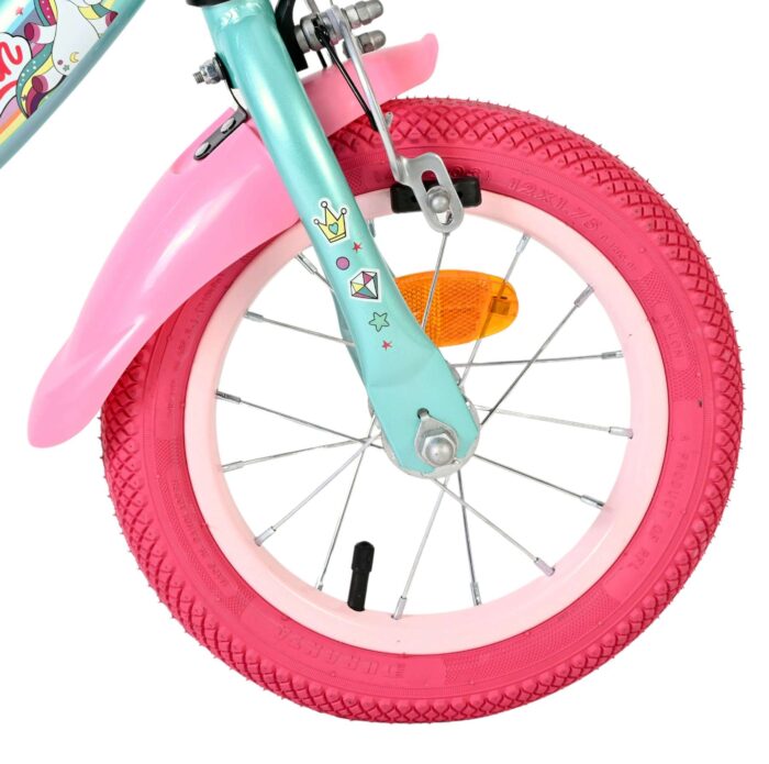 Volare Unicorn Kinderfiets - Meisjes - 12 inch - Groen - Twee handremmen - Afbeelding 3
