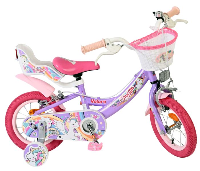 Volare Unicorn Kinderfiets - Meisjes - 12 inch - Paars - Twee handremmen - Afbeelding 10