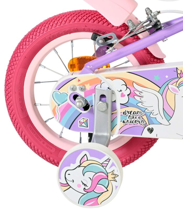 Volare Unicorn Kinderfiets - Meisjes - 12 inch - Paars - Twee handremmen - Afbeelding 2