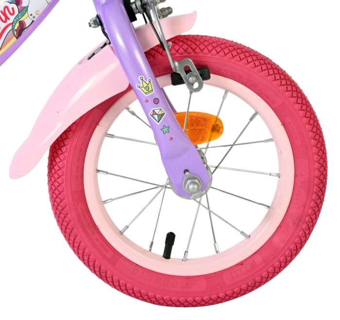 Volare Unicorn Kinderfiets - Meisjes - 12 inch - Paars - Twee handremmen - Afbeelding 3