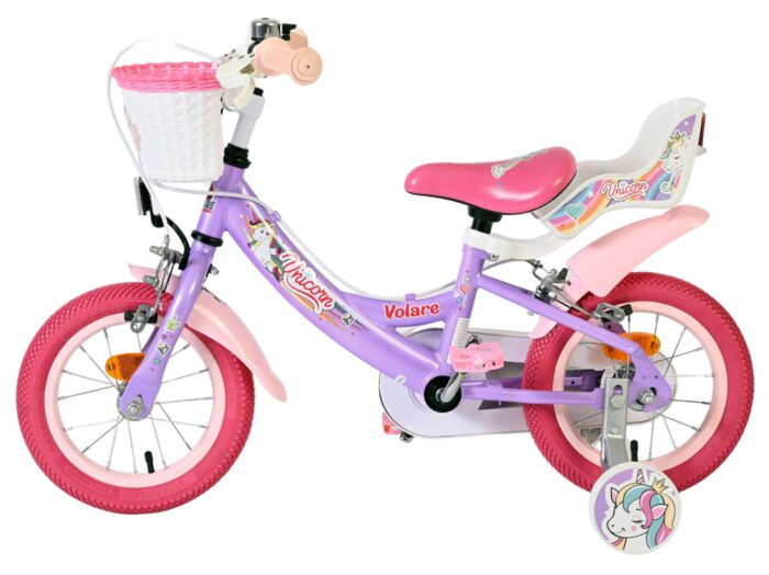 Volare Unicorn Kinderfiets - Meisjes - 12 inch - Paars - Twee handremmen - Afbeelding 7