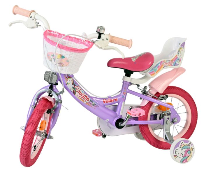 Volare Unicorn Kinderfiets - Meisjes - 12 inch - Paars - Twee handremmen - Afbeelding 8