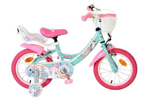 Volare Unicorn Kinderfiets - Meisjes - 14 inch - Groen - Twee Handremmen