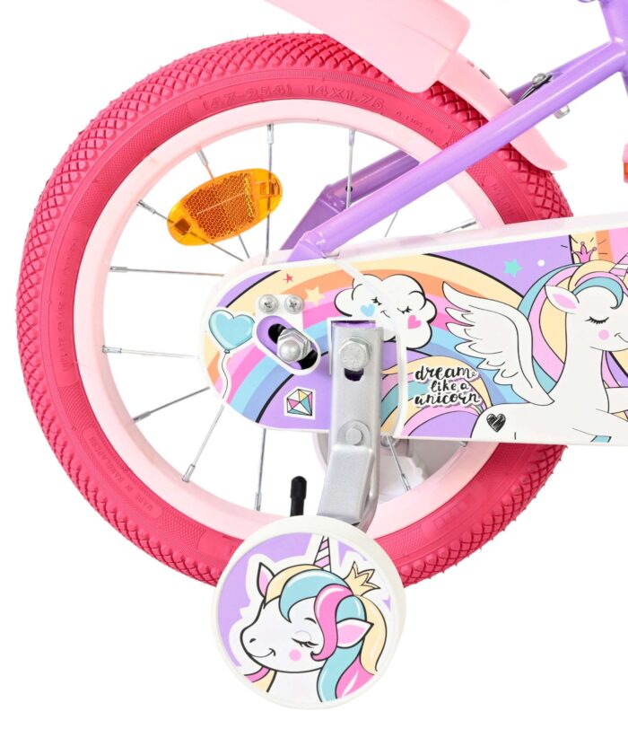Volare Unicorn Kinderfiets - Meisjes - 14 inch - Paars - Afbeelding 2