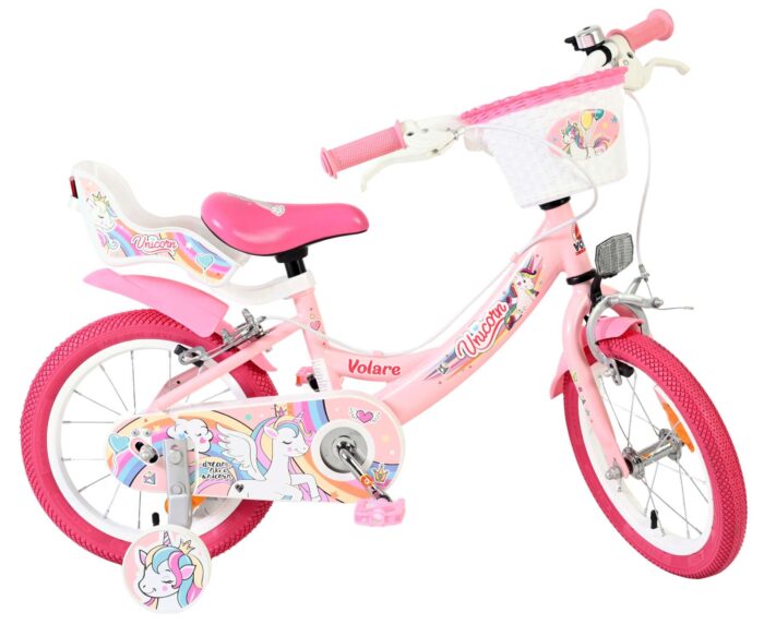 Volare Unicorn Kinderfiets - Meisjes - 14 inch - Roze - Twee Handremmen - Afbeelding 10
