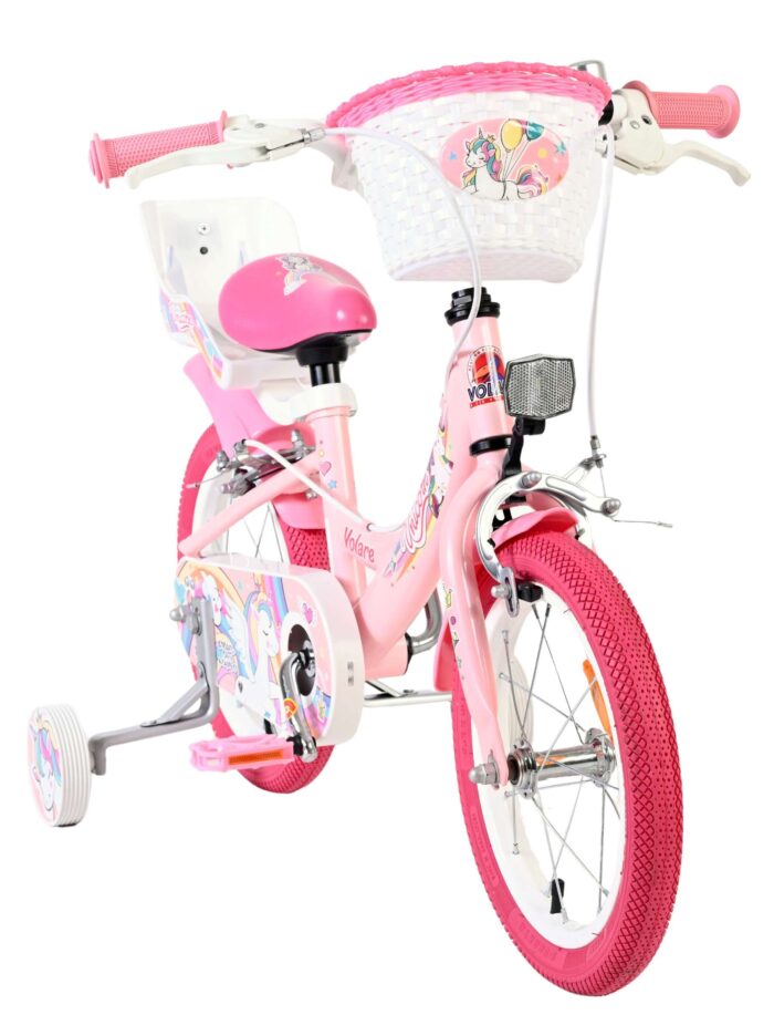 Volare Unicorn Kinderfiets - Meisjes - 14 inch - Roze - Twee Handremmen - Afbeelding 5