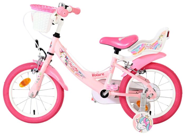 Volare Unicorn Kinderfiets - Meisjes - 14 inch - Roze - Twee Handremmen - Afbeelding 7