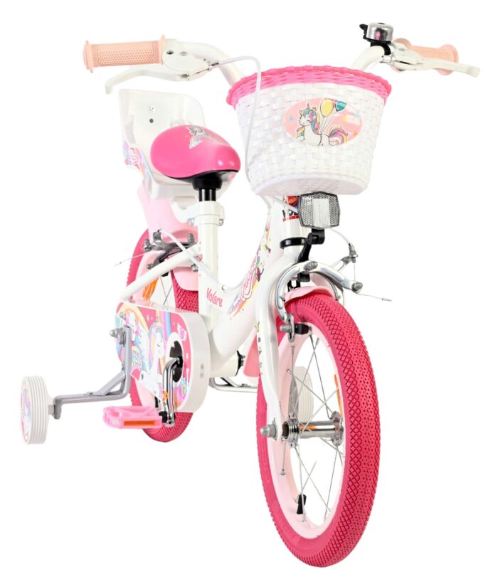Volare Unicorn Kinderfiets - Meisjes - 14 inch - Wit - Twee Handremmen - Afbeelding 5