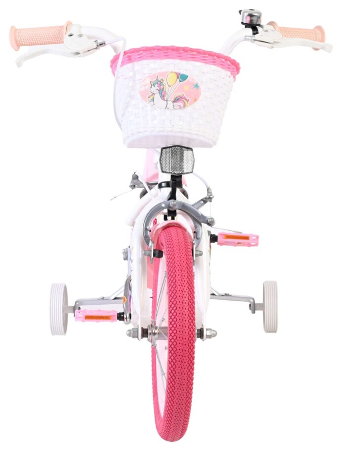 Volare Unicorn Kinderfiets - Meisjes - 14 inch - Wit - Twee Handremmen - Afbeelding 6