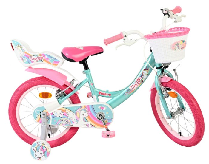 Volare Unicorn Kinderfiets - Meisjes - 16 inch - Groen - Twee Handremmen - Afbeelding 10