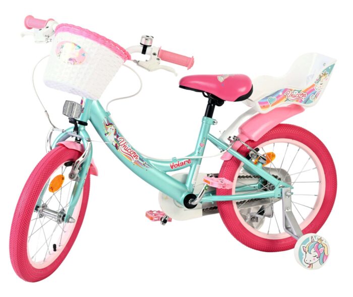 Volare Unicorn Kinderfiets - Meisjes - 16 inch - Groen - Twee Handremmen - Afbeelding 8