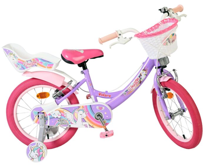 Volare Unicorn Kinderfiets - Meisjes - 16 inch - Paars - Twee Handremmen - Afbeelding 10