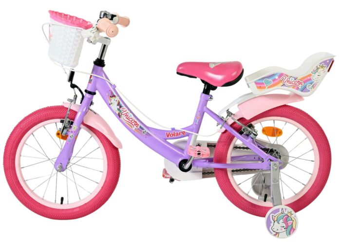 Volare Unicorn Kinderfiets - Meisjes - 16 inch - Paars - Twee Handremmen - Afbeelding 7