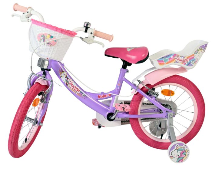 Volare Unicorn Kinderfiets - Meisjes - 16 inch - Paars - Twee Handremmen - Afbeelding 8