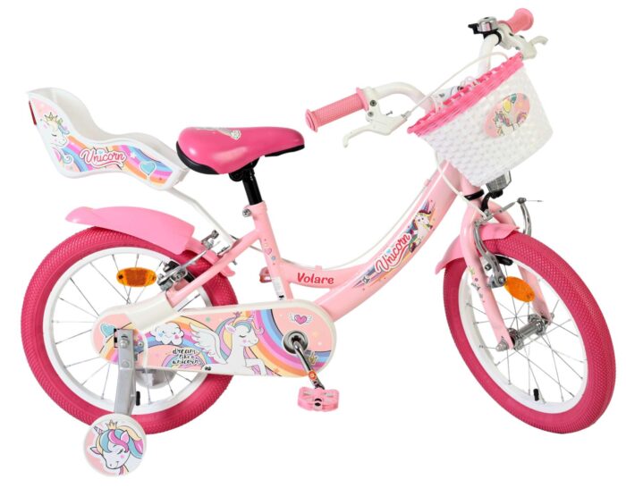 Volare Unicorn Kinderfiets - Meisjes - 16 inch - Roze - Twee Handremmen - Afbeelding 10