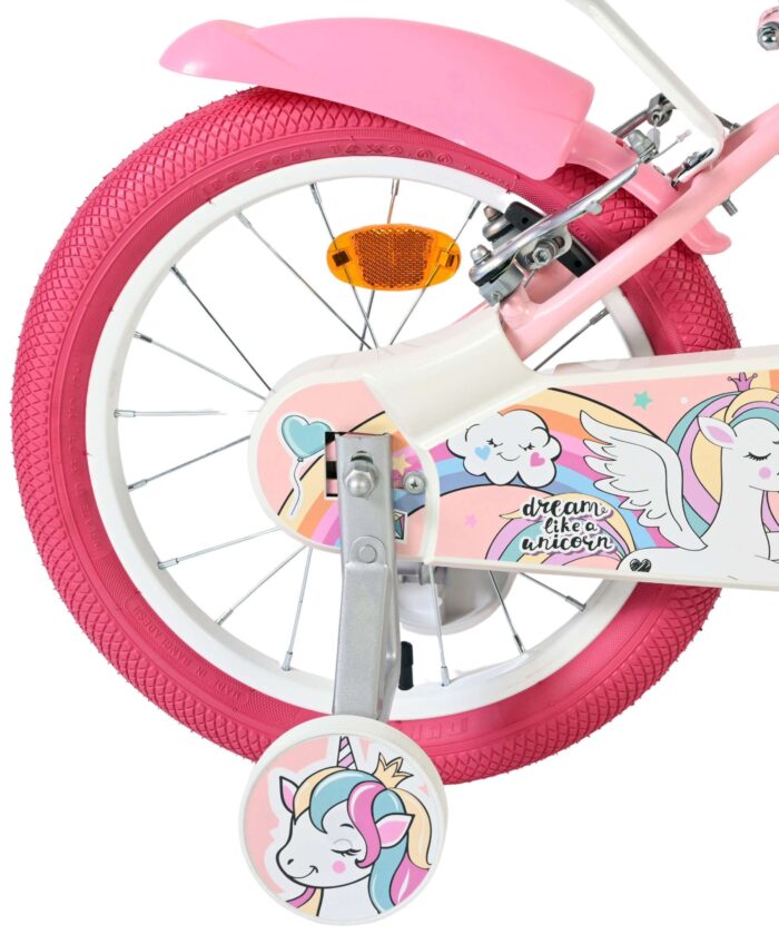 Volare Unicorn Kinderfiets - Meisjes - 16 inch - Roze - Twee Handremmen - Afbeelding 2