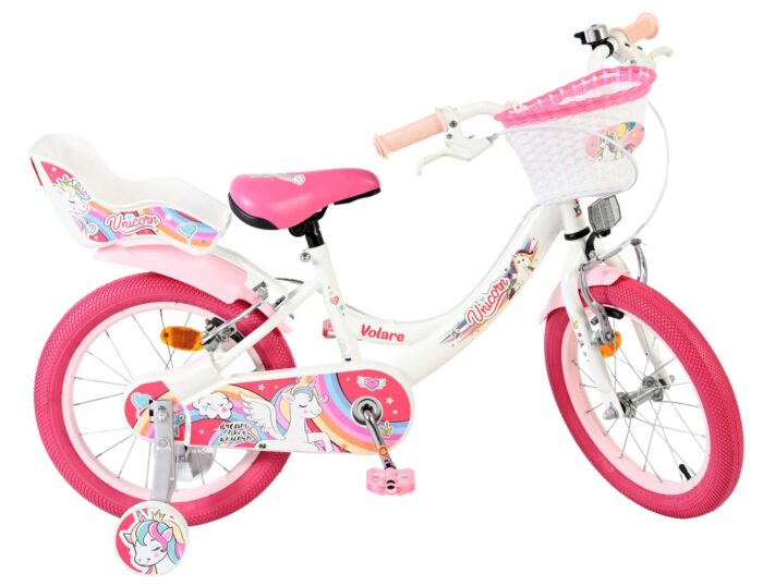 Volare Unicorn Kinderfiets - Meisjes - 16 inch - Wit - Twee Handremmen - Afbeelding 10