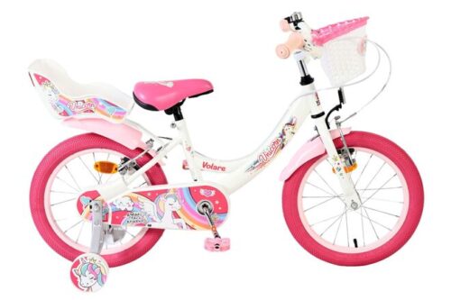 Volare Unicorn Kinderfiets - Meisjes - 16 inch - Wit - Twee Handremmen