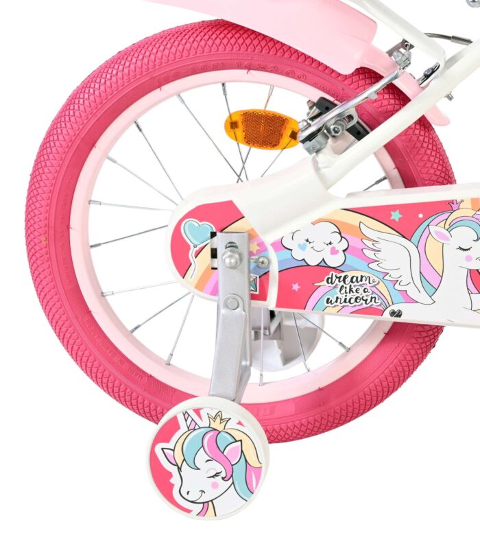 Volare Unicorn Kinderfiets - Meisjes - 16 inch - Wit - Twee Handremmen - Afbeelding 2