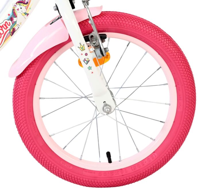Volare Unicorn Kinderfiets - Meisjes - 16 inch - Wit - Twee Handremmen - Afbeelding 3