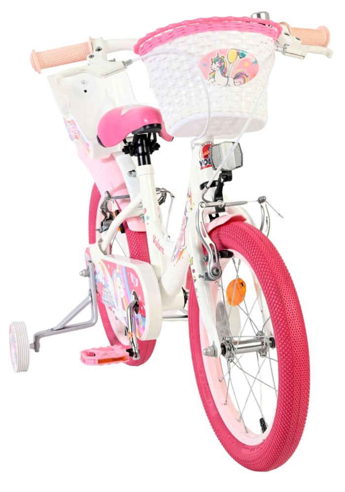 Volare Unicorn Kinderfiets - Meisjes - 16 inch - Wit - Twee Handremmen - Afbeelding 5