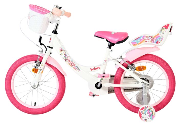 Volare Unicorn Kinderfiets - Meisjes - 16 inch - Wit - Twee Handremmen - Afbeelding 7