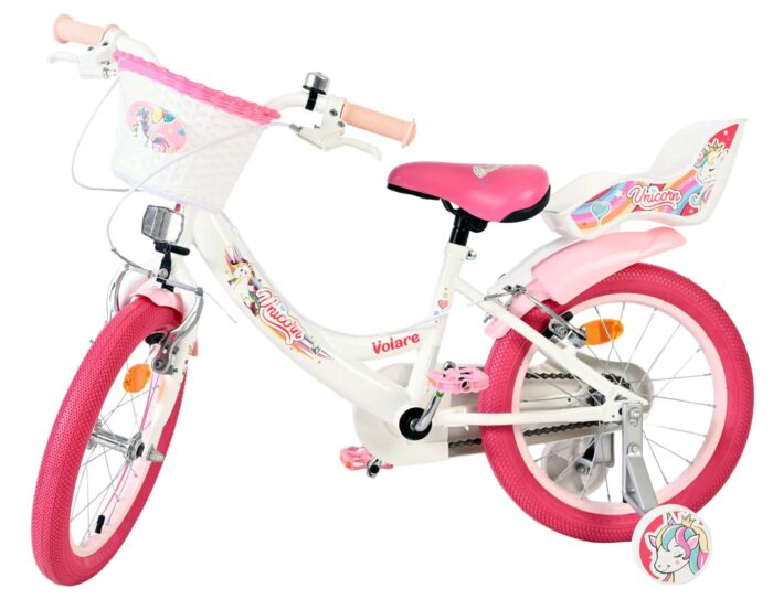Volare Unicorn Kinderfiets - Meisjes - 16 inch - Wit - Twee Handremmen - Afbeelding 8