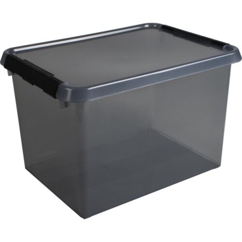 Comfort line opbergbox 22 liter transparant grijs/zwart 40 x 30 x 26 cm