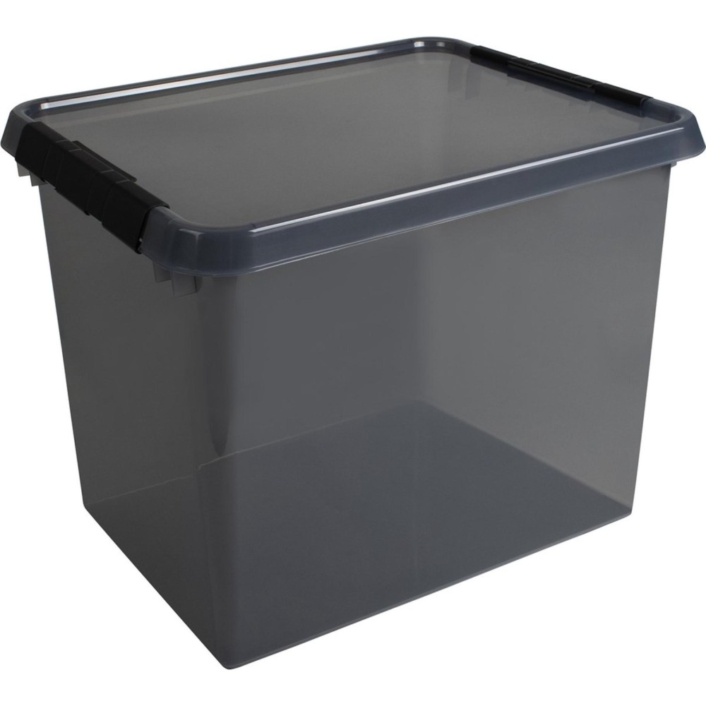 Comfort line opbergbox 52 liter transparant grijs/zwart 50 x 40 x 38 cm