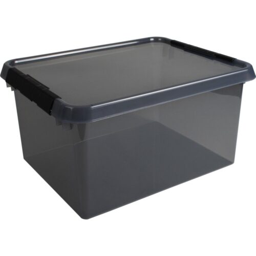 Comfort line opbergbox 36 liter transparant grijs/zwart 50 x 40 x 26 cm