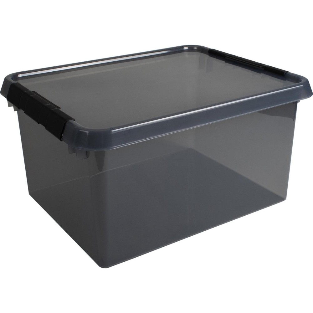 Comfort line opbergbox 36 liter transparant grijs/zwart 50 x 40 x 26 cm