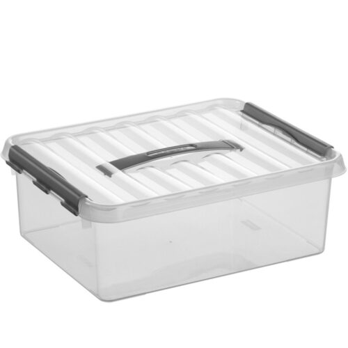 Q-line opbergbox 12 liter transparant metaal 40 x 30 x 14 cm