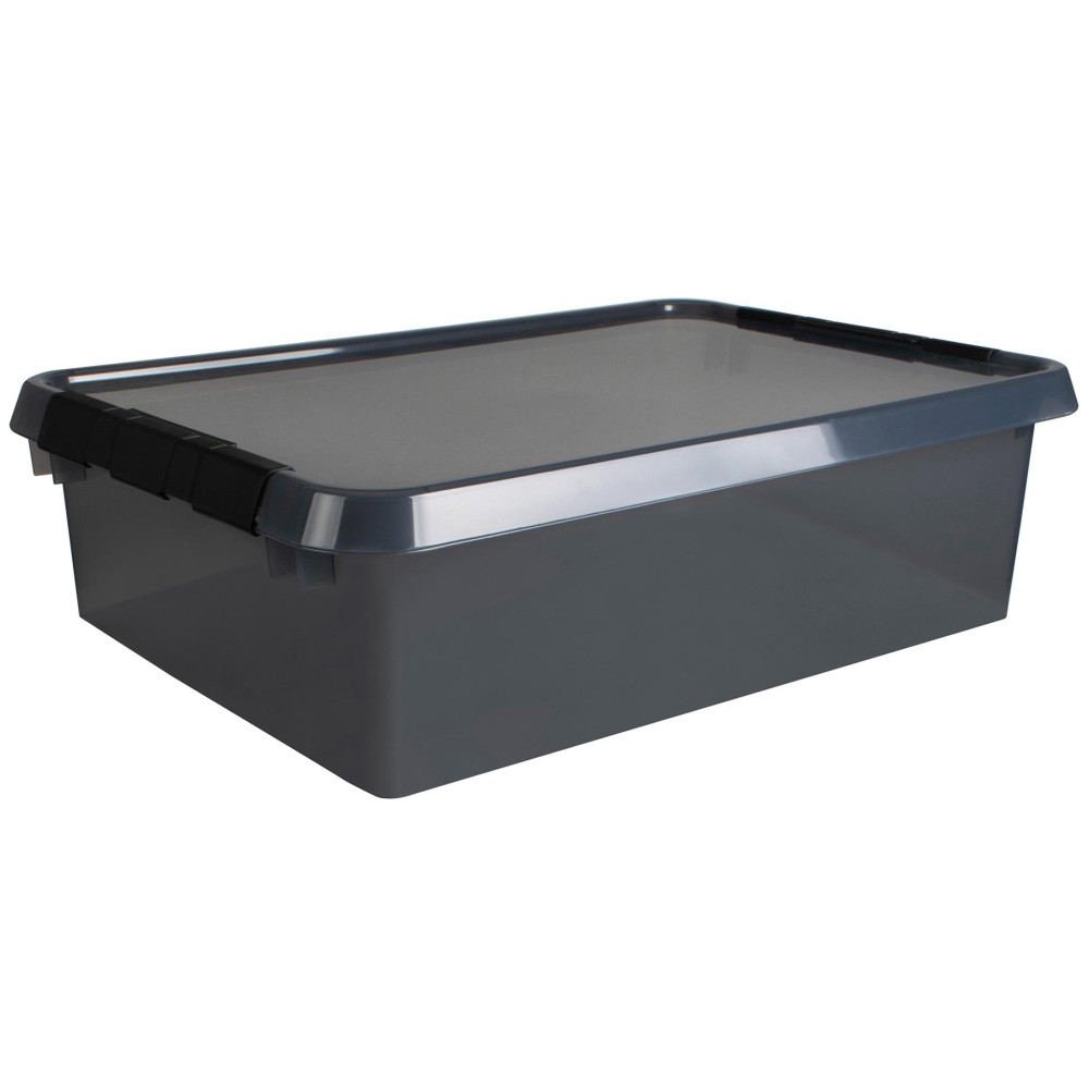 Comfort line opbergbox 32 liter transparant grijs/zwart 60 x 40 x 18 cm