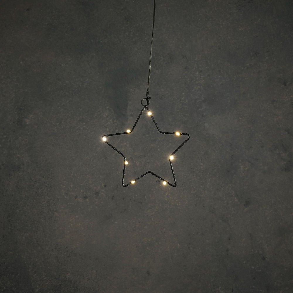 Ster zwart warm wit 8led battery operated - d15cm