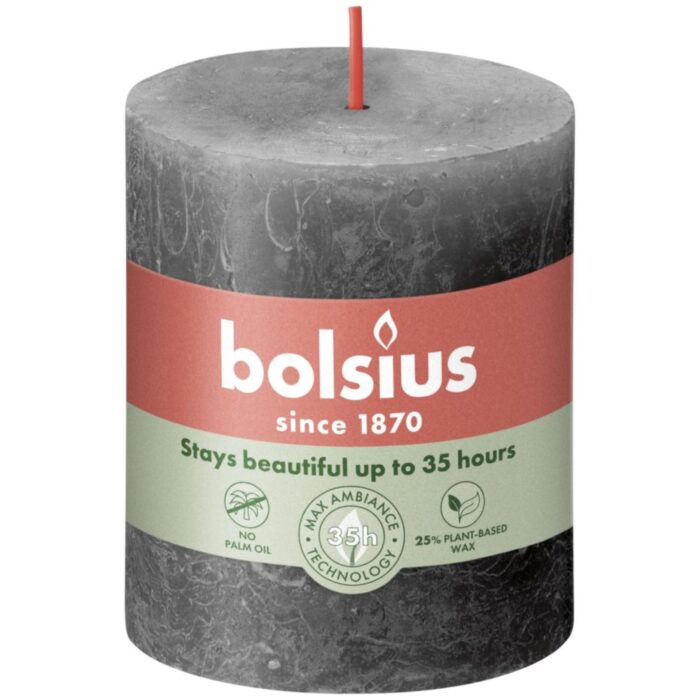 Bolsius Stompkaars Rustiek grijs 80x68 mm