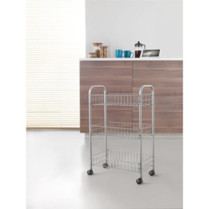 Metaltex Opbergtrolley Lugano Op Wieltjes  Grijs 3 Metal Manden 41x23x63 Cm - Afbeelding 2