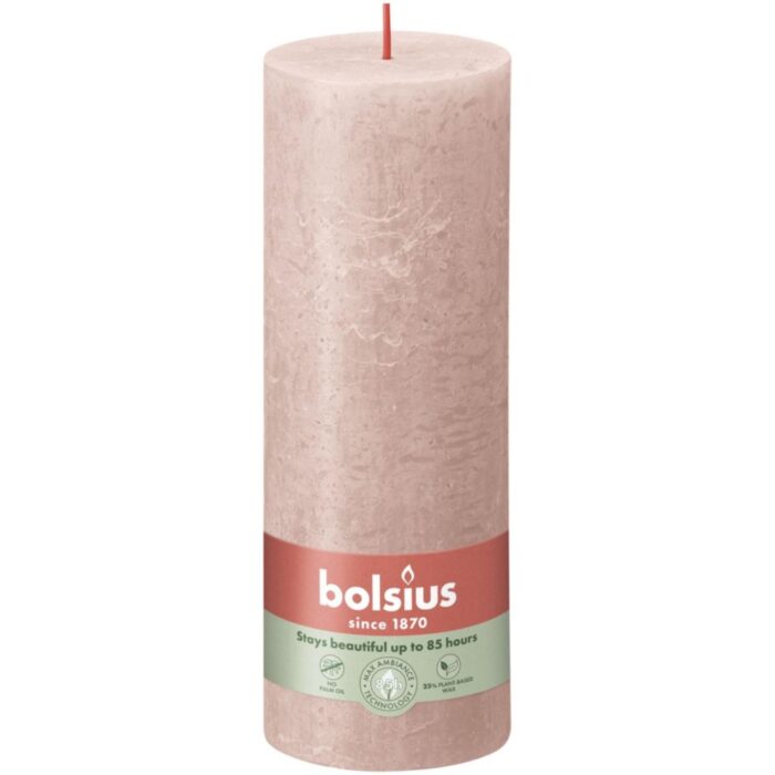 Bolsius Stompkaars Rustiek  misty roze 190x68 mm