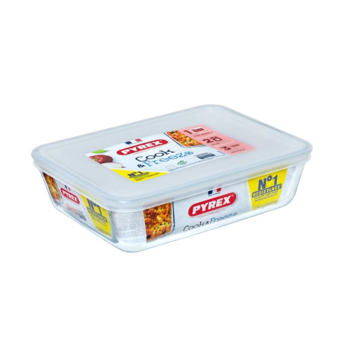 Pyrex Cook & Freeze Schaal Rechthoek 1,5L met Vershouddeksel