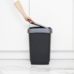 Rotho Afvalemmer 25L Twist Dark Silver