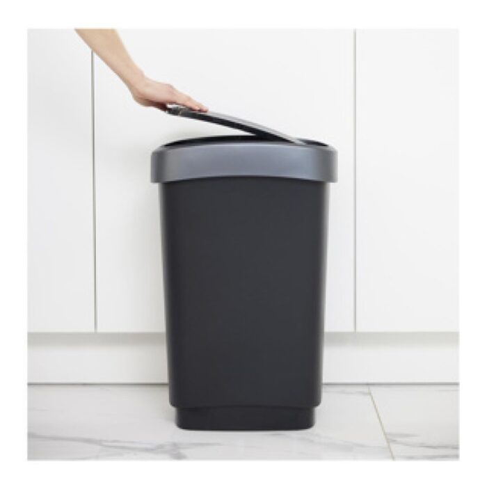 Rotho Afvalemmer 50L Twist Dark Silver - Afbeelding 2