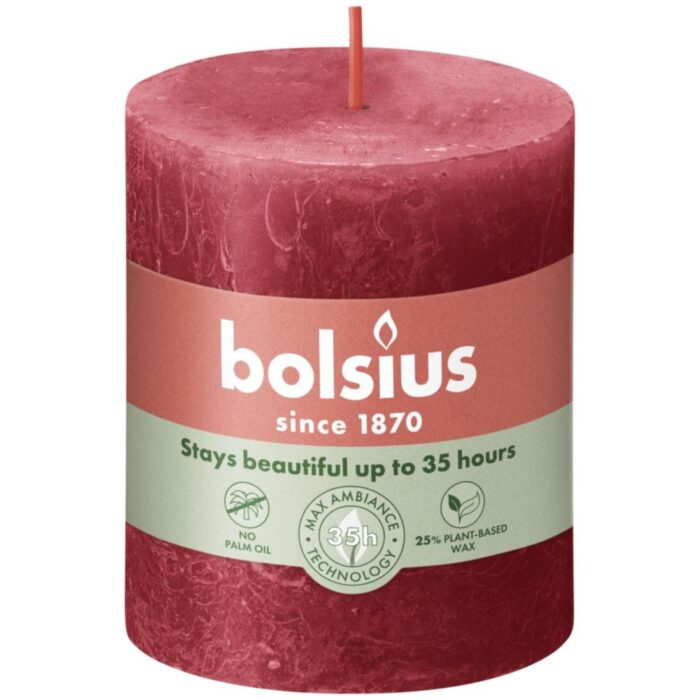 Bolsius Stompkaars Rustiek rood 80x68 mm