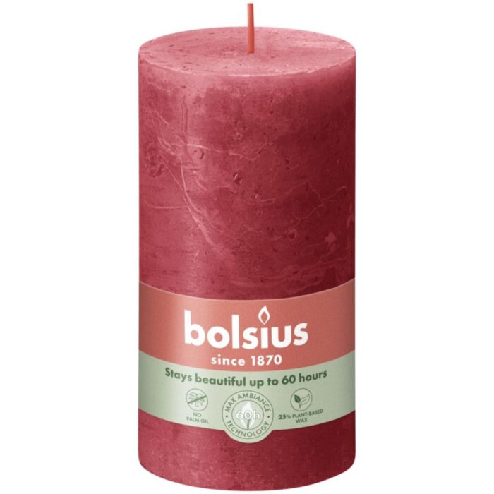 Bolsius Stompkaars Rustiek rood 130x68 mm