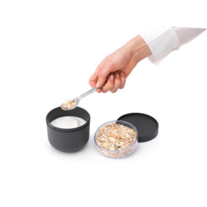 Brabantia yoghurtbeker Make & Take 0,5L Donkergrijs - Afbeelding 3