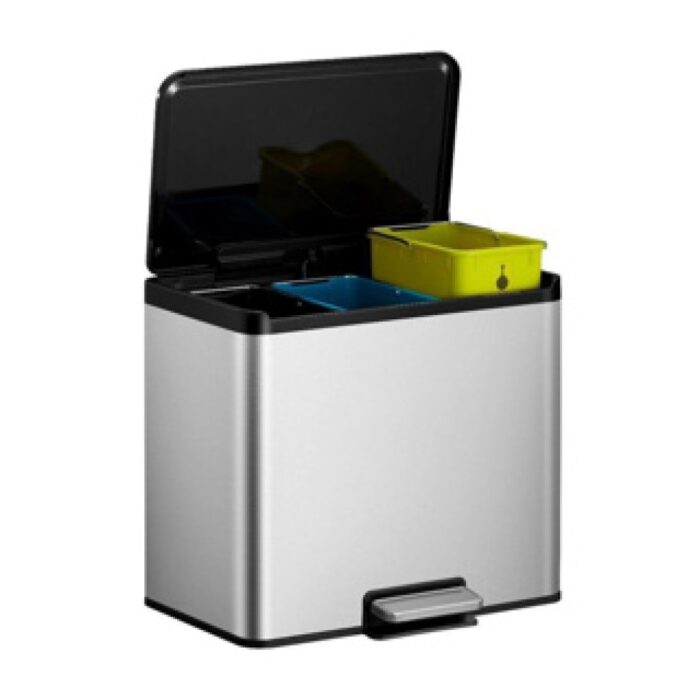 EKO Essential Recycling pedaalemmer 3 x 9 liter  mat RVS - Afbeelding 2