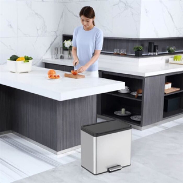 EKO Essential Recycling pedaalemmer 2 x 15 liter  mat RVS - Afbeelding 4