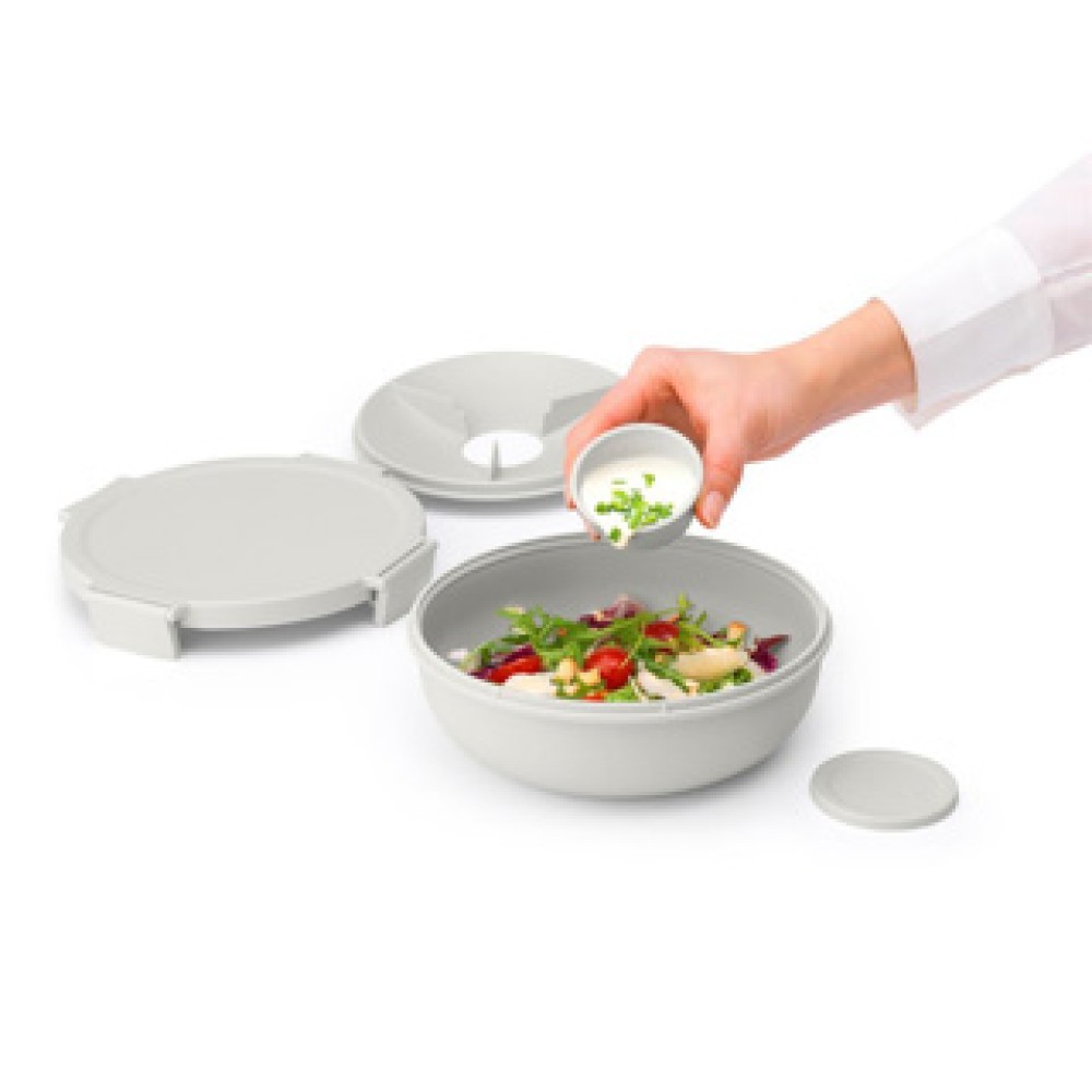 Brabantia salade lunchkom Make & Take 1,3L lichtgrijs - Afbeelding 3