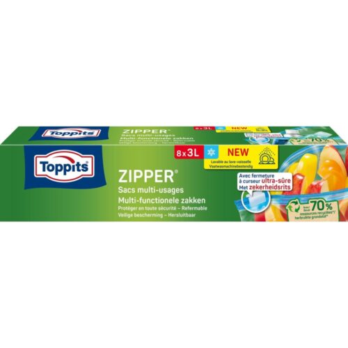 Toppits Zipper Multi-Functionele Zakken 3 liter  8 stuks