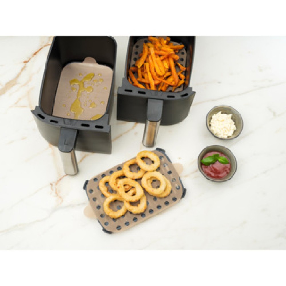 Nostik Airfryer bakvellen 2 stuks vierkant pfas vrij 24x24cm - Afbeelding 2