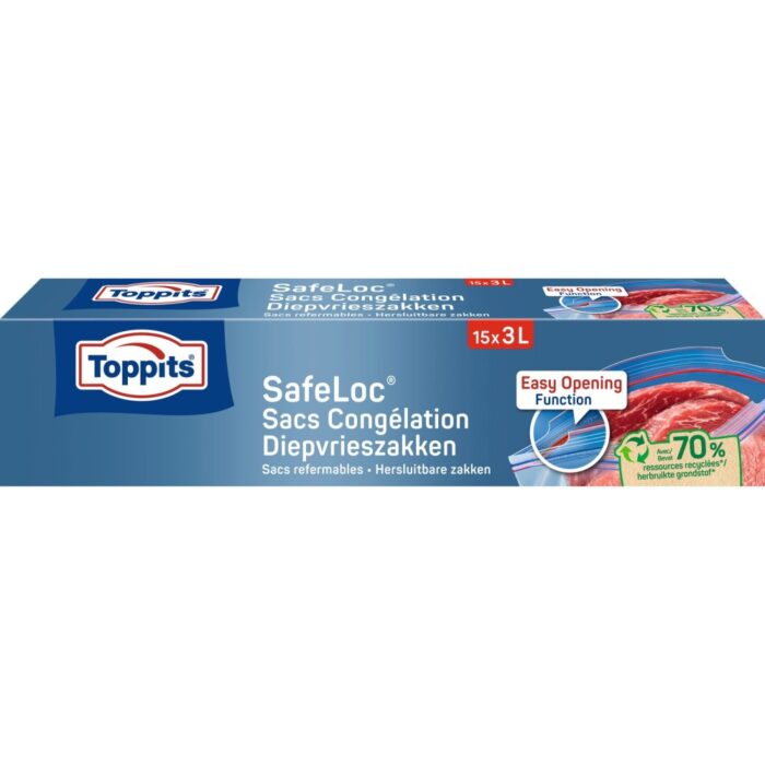 Toppits Safeloc Zip-Diepvrieszakken 3 liter 15 stuks